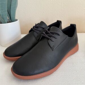 Ponto Black Faux Leather Casual Lightweight Oxford Loafers